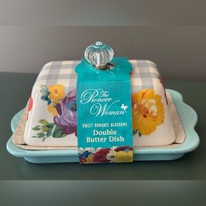 The Pioneer Woman Stoneware Double Butter Dish Sweet Romance Blossoms NEW
